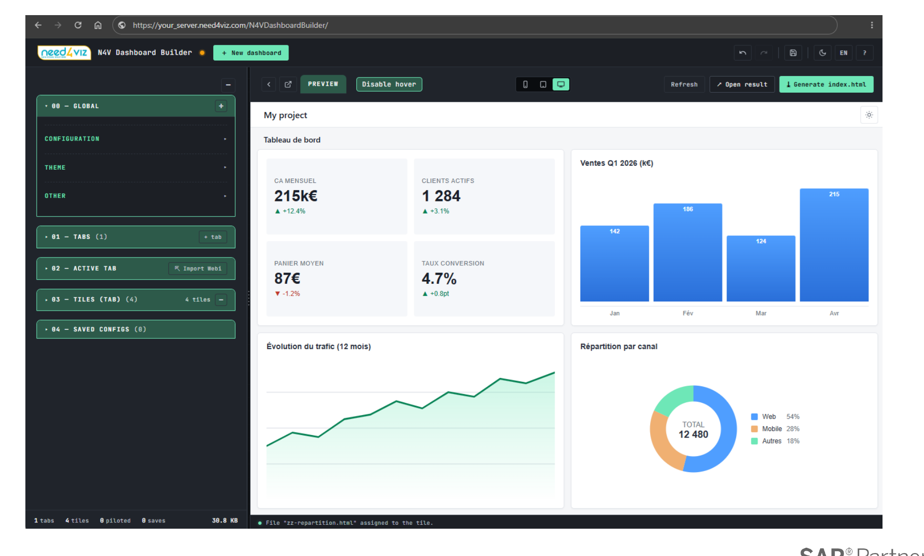 N4V Dashboard Builder — build web dashboards from N4V widgets without code